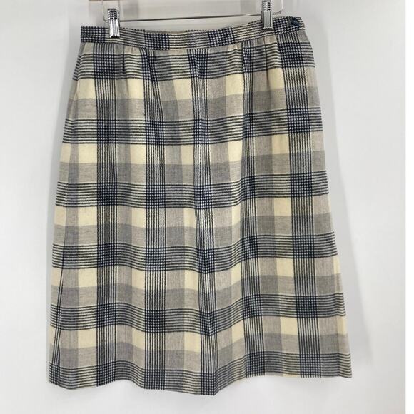 Pendleton Dresses & Skirts - Vintage Pendleton Plaid Gray Cream Wool Lined Skirt Women’s 14